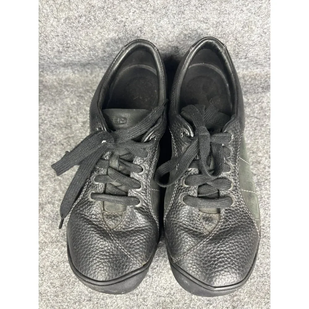 Keen Shoes Womens‎ Size 9 Black Leather Lace Up Walking Casual Comfort Sneakers